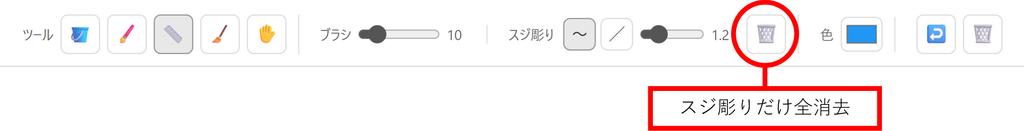 スジ彫りツール スジ彫り全消去ボタン